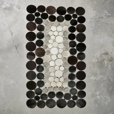 Black & Gray Cowhide Polka Dot Patchwork Rug
