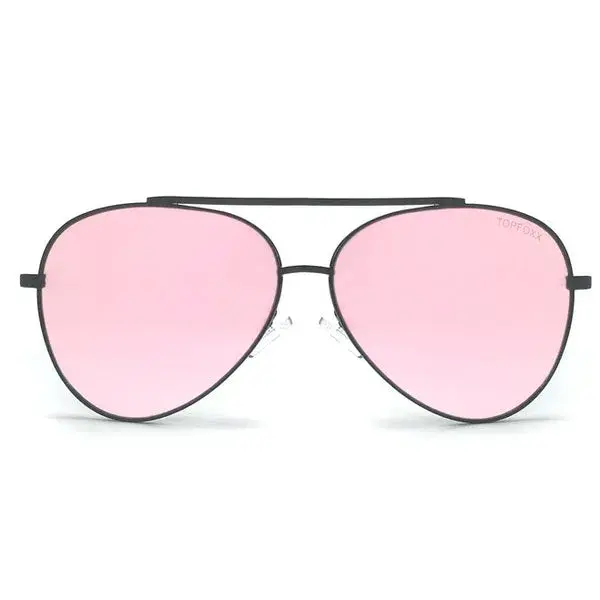 Megan - Rosegold Metal Aviator Sunglasses | Color: Black - Rose Gold | Size: OS