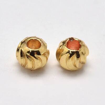 PVD Vacuum Plating Brass Corrugated Round Spacer Beads