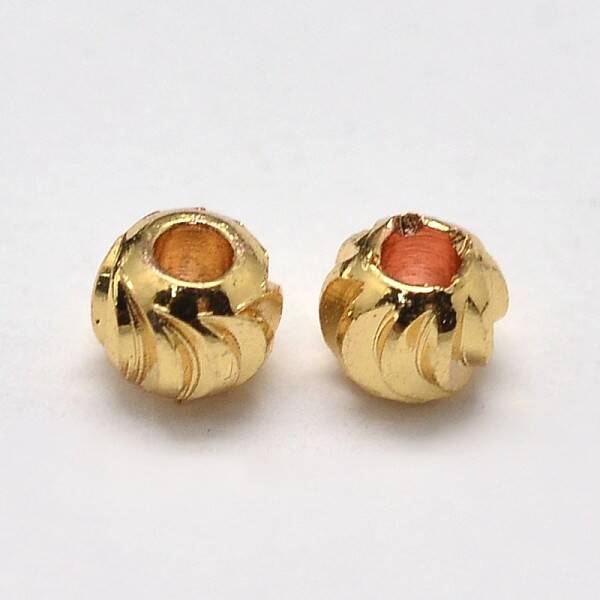 PVD Vacuum Plating Brass Corrugated Round Spacer Beads