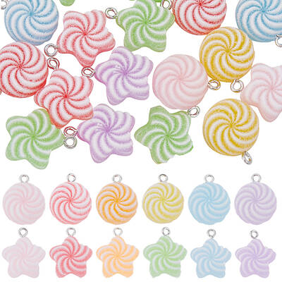 40Pcs 2 Styles Opaque Resin Pendants