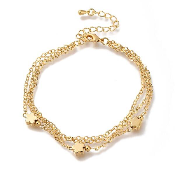 Flower Brass Multi-strand Bracelets