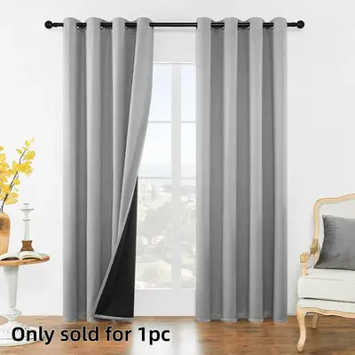Solid Color Curtains, 1 Count Thermal Insulated Blackout Curtain, Darkening Curtains for Bedroom, Study Room, Living Room, Ho...