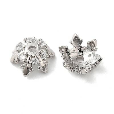 Brass Micro Pave Cubic Zirconia Bead Cap