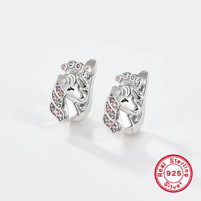 Flower/Star/Footprint/Unicorn 925 Sterling Silver Hoop Earrings