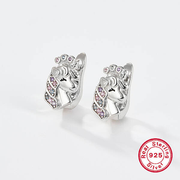 Flower/Star/Footprint/Unicorn 925 Sterling Silver Hoop Earrings