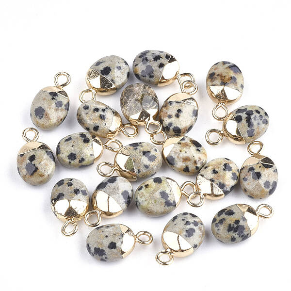 Electroplate Natural Dalmatian Jasper Charms