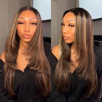 [Today's Deal] Wavymy Layered Cut Balayage Highlight Wear Go Glueless 7x5 Lace Pre-Bleached Straight Wigs Pre-pluck 180% Dens...