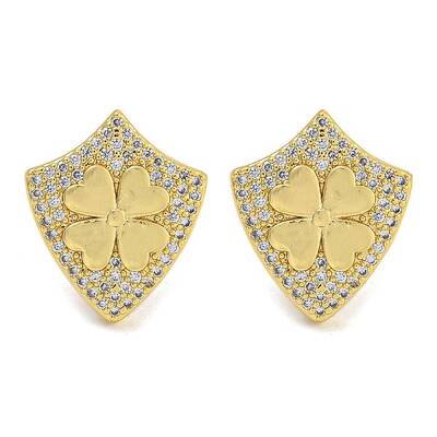 Rack Plating Brass Micro Pave Clear Cubic Zirconia Stud Earrings