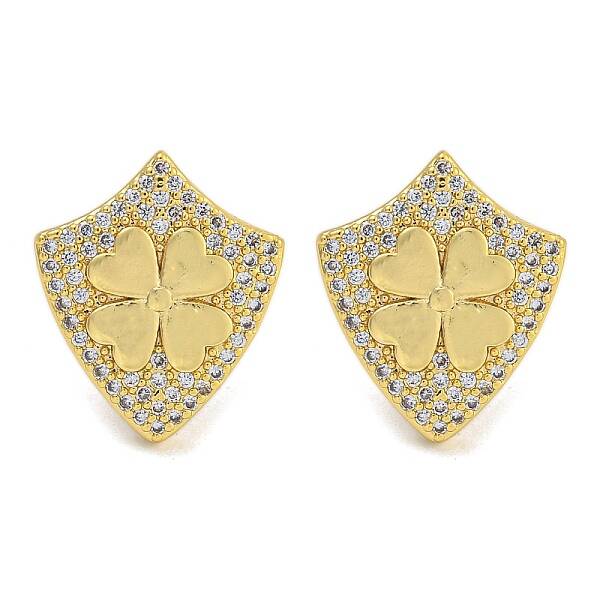 Rack Plating Brass Micro Pave Clear Cubic Zirconia Stud Earrings
