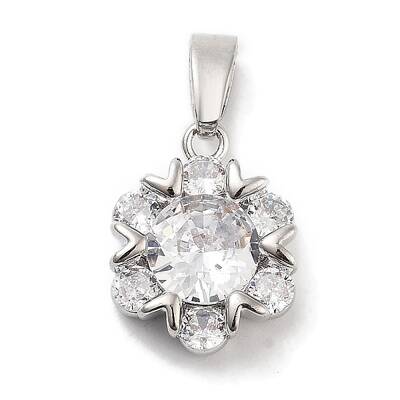 Brass Micro Pave Clear Cubic Zirconia Pendants