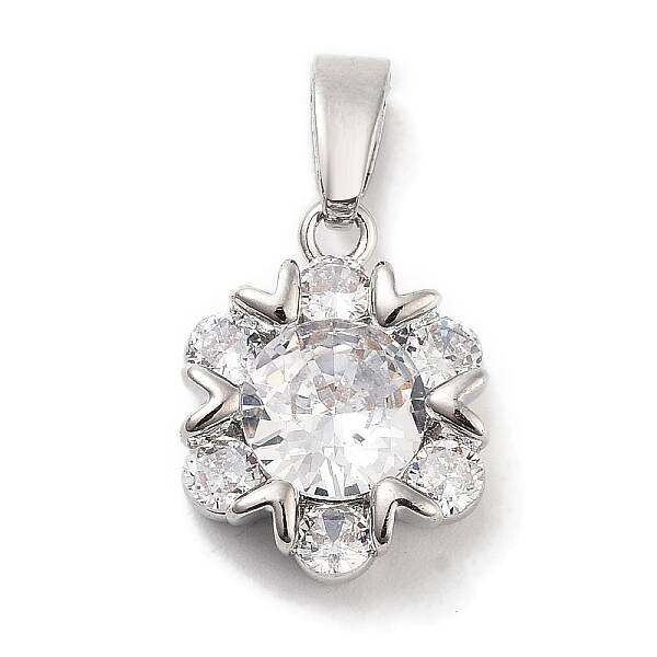 Brass Micro Pave Clear Cubic Zirconia Pendants