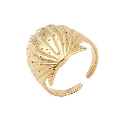 304 Stainless Steel Shell Shape Open Cuff Ring for Women