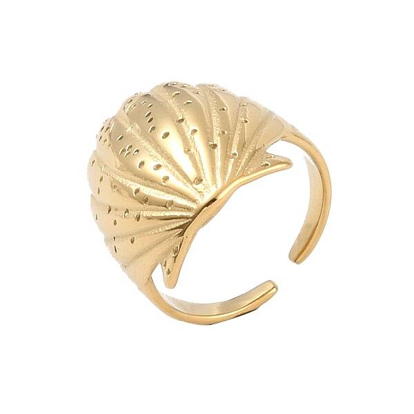 304 Stainless Steel Shell Shape Open Cuff Ring for Women