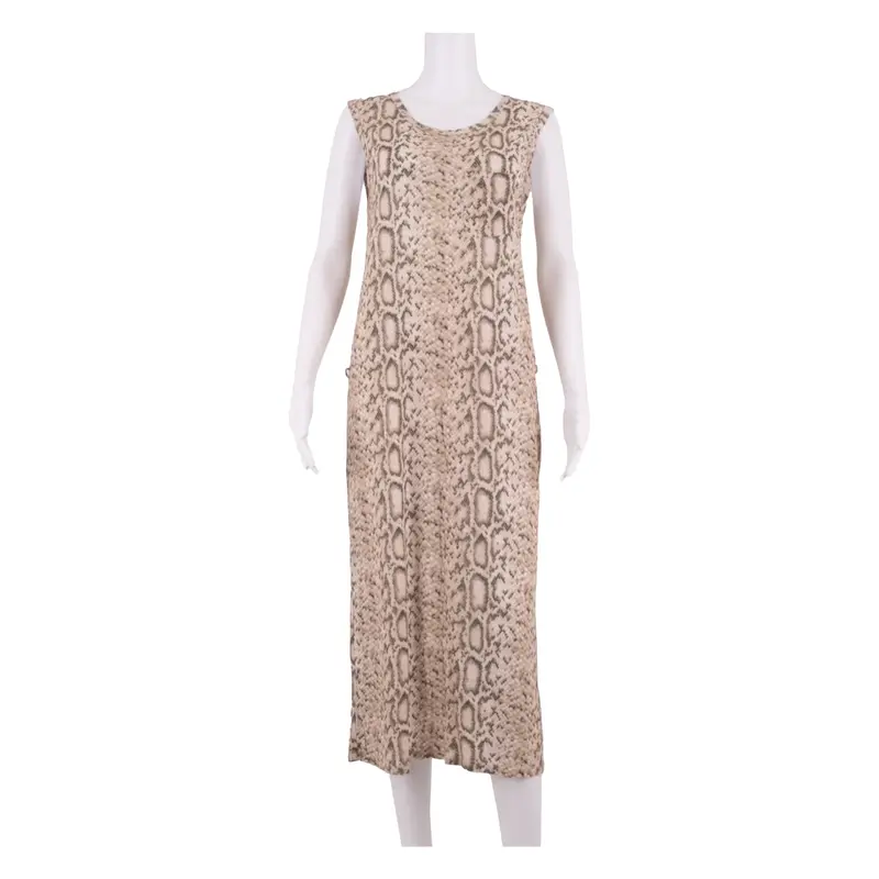 ZIMMERMANN Womens Tank Dress Brown Viscose Animal Print Sleeveless Midi UK 10