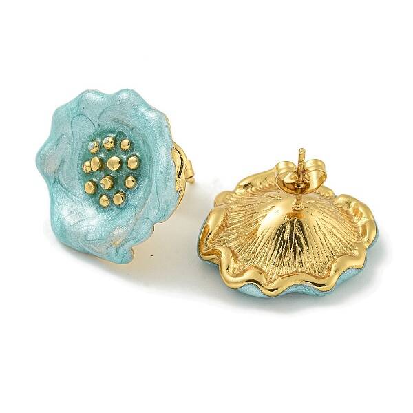 Flower Ion Plating(IP) 304 Stainless Steel Stud Earrings