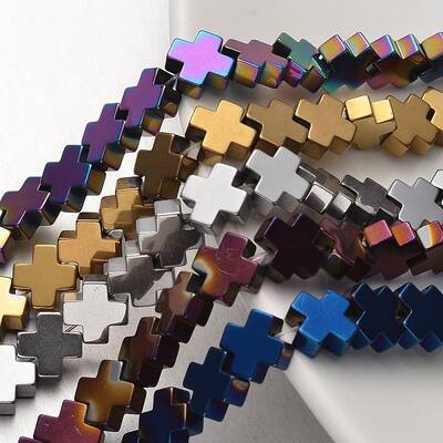 Electroplate Non-magnetic Synthetic Hematite Bead Strands