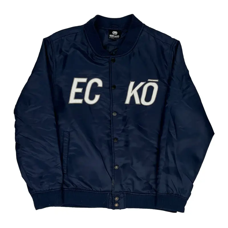 Ecko Unltd Spellout Varsity Jacket - 2XL Navy Polyester