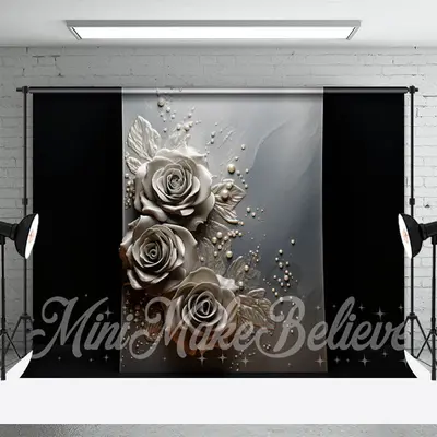 Abstract Wall Gray Large Flowers Fine Art Backdrop - Aperturee