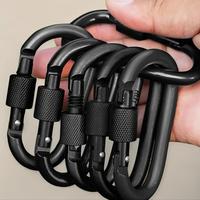 D-shaped Spring Hook Carabiners, 6 Counts Aluminum Alloy Buckles for Outdoor Activities, Climbing, Camping, Hiking, Fishing, ...