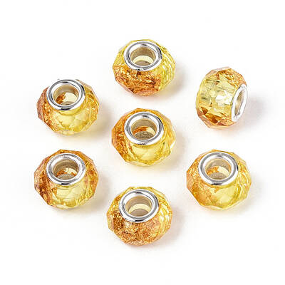 Transparent Resin Rondelle European Beads