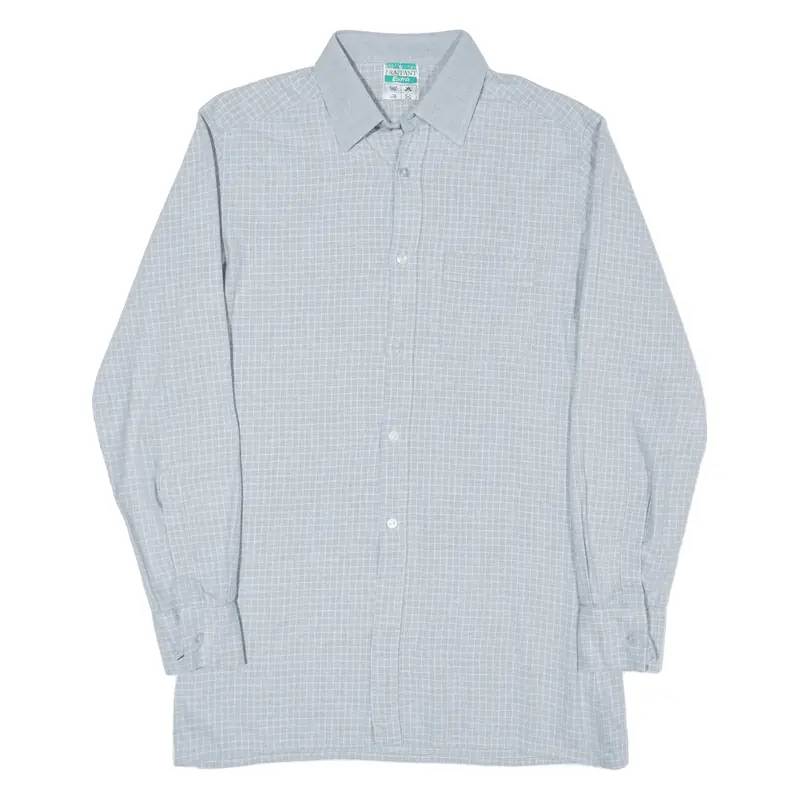 FRAPPANT Shirt Blue Check Long Sleeve Mens S