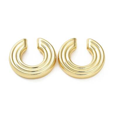 Rack Plating Grooved Donut Brass Cuff Earring