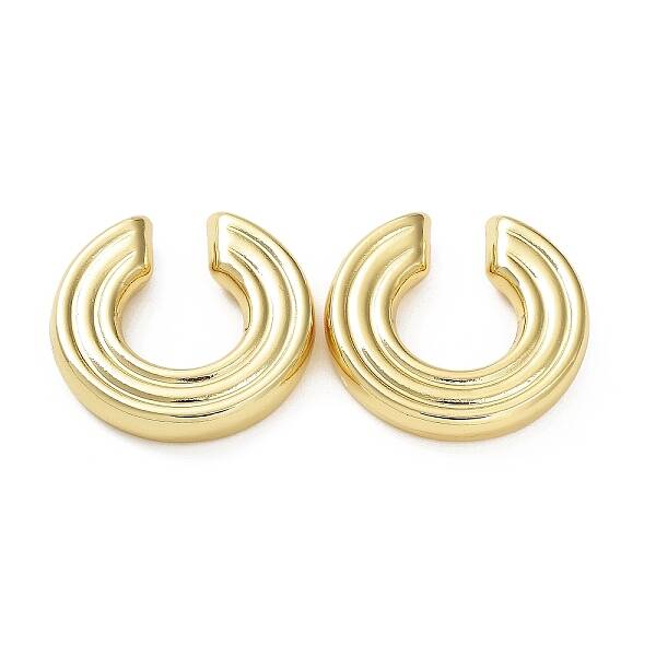 Rack Plating Grooved Donut Brass Cuff Earring