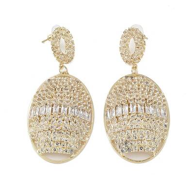 Brass Micro Pave Cubic Zirconia Stud Earrings