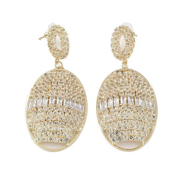 Brass Micro Pave Cubic Zirconia Stud Earrings