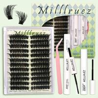 Beginner Friendly   Eyelash Extension Kit  False Lashes (Cluster & Individual) with  Lash Bond & Seal for Instant Glam  Water...