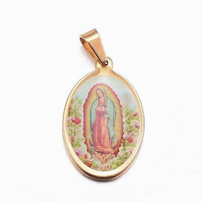 Ion Plating(IP) 304 Stainless Steel Lady of Guadalupe Pendants