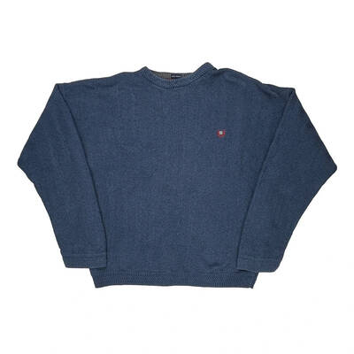 Hand Framed Chaps Ralph Lauren Jumper - XL Blue Cotton