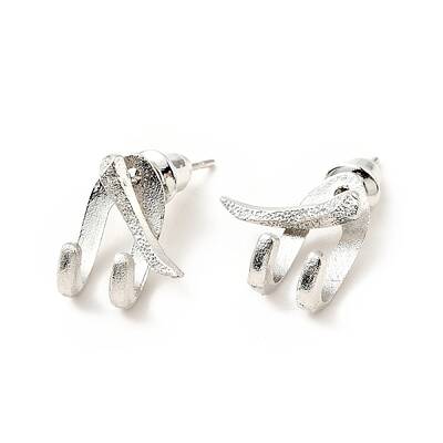 Zinc Alloy Claw Front Back Stud Earrings