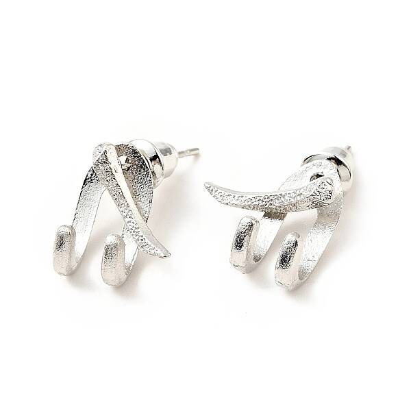 Zinc Alloy Claw Front Back Stud Earrings