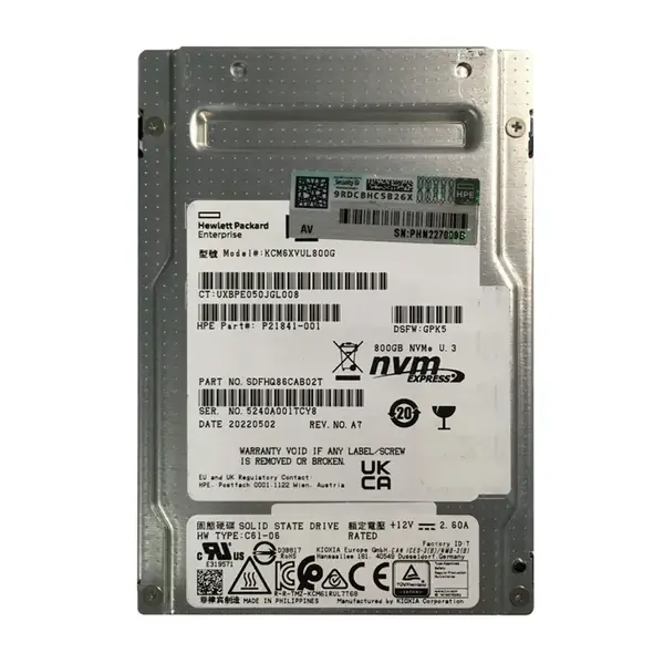 KCM6XVUL800G KIOXIA CM6-V Series 800GB TLC PCI Express 4.0 x4 NVMe Mixed Use (SIE) U.3 2.5-Inch Internal Solid State Drive
