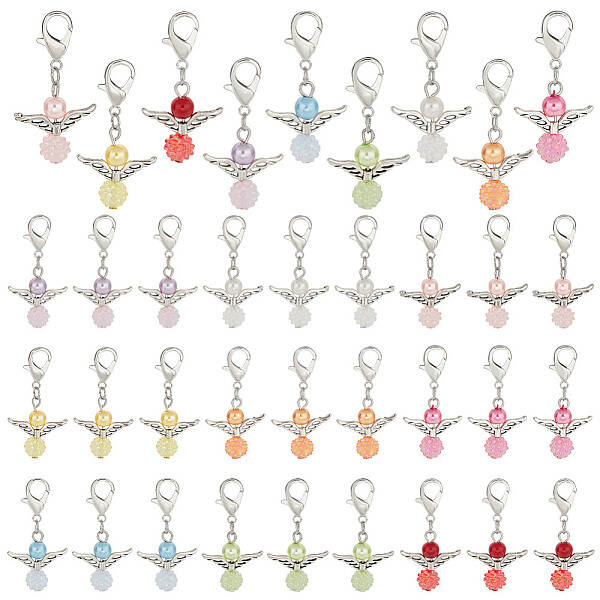 4 Sets Alloy & Acrylic Pendant Decoraiton