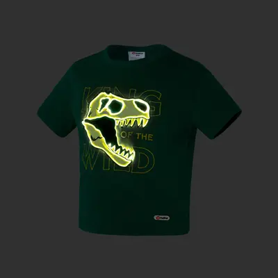 PatPat Go-Glow Illuminating T-shirt with Light Up Dinosaur Skull Pattern Including Controller (Built-In Battery)