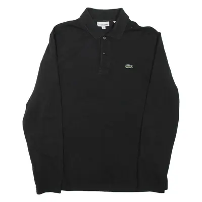 LACOSTE Mens Polo Shirt Black Long Sleeve L