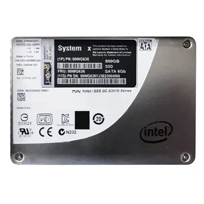 00WG636 Lenovo 800GB Multi-Level Cell SATA 6Gb/s Hot Swappable 2.5-Inch Solid State Drive