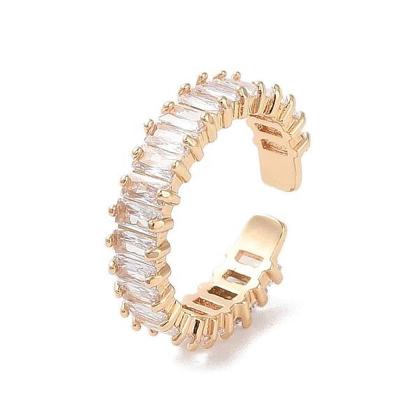 Brass Micro Pave Cubic Zirconia Open Cuff Rings
