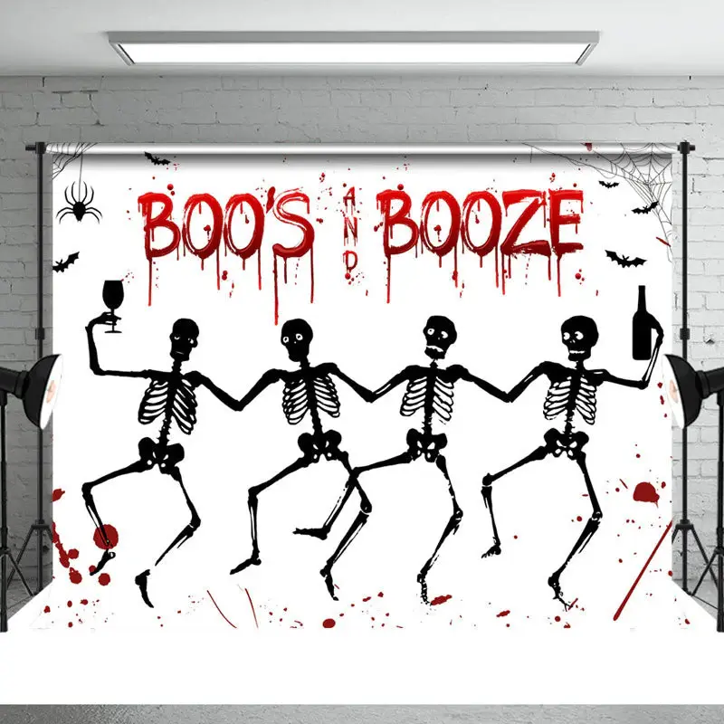 Scary Boos And Booze Halloween Baby Shower Backdrop - Aperturee