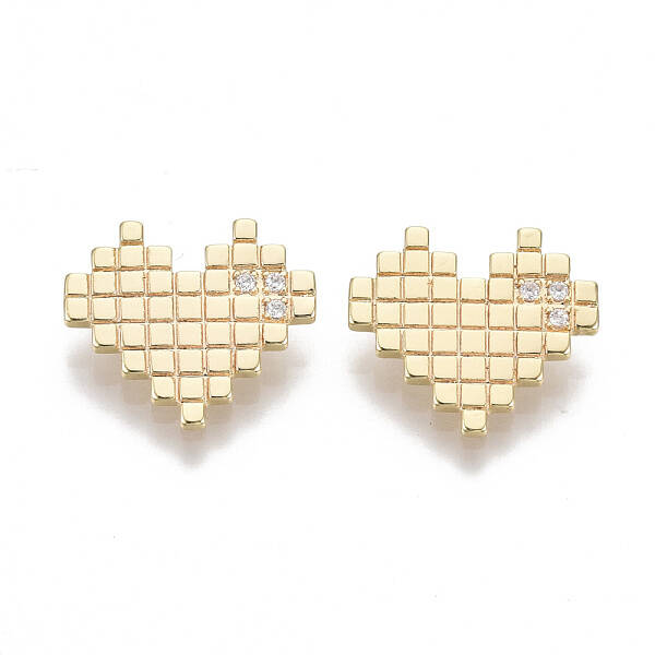 Brass Micro Pave Clear Cubic Zirconia Charms