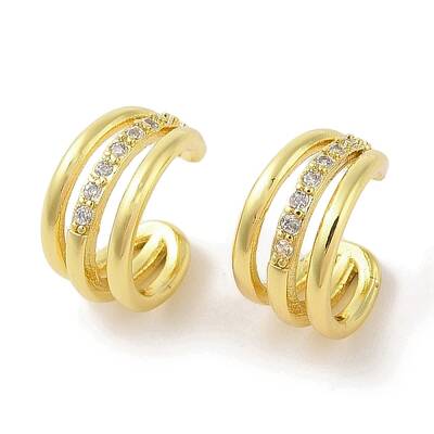 Brass Micro Pave Clear Cubic Zirconia Cuff Earrings for Women