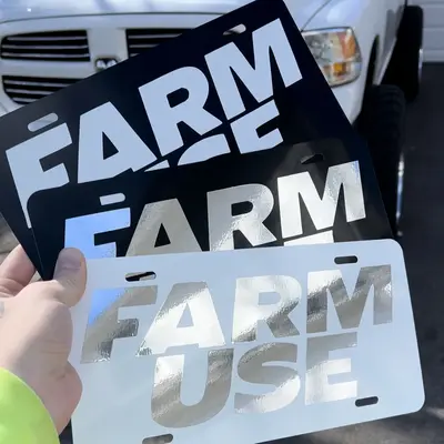 FARM USE Car Truck License Plate Custom Design Metallic Finish Featuring FARM USE Text Durable High-Quality Materials Mul...