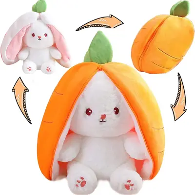 Carrot Rabbit Design Plush Toy, Summer Cute Stuffed Toy, Creative Carrot Transformed to Bunny Plush Toy, Perfect Choice for ...