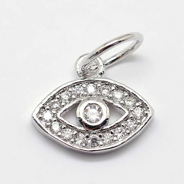 CZ Brass Micro Pave Cubic Zirconia Evil Eye Charms