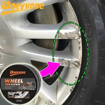 Car Wheel HUB Stainless Repair Kit, Car Wheel HUB Scratch Repair Agent with Sponge, Wheel HUB Polishing & Waxing Paste, Profe...
