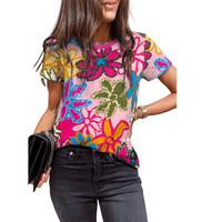 EVALESS Women's T Shirts Casual Summer Outfits Crewneck Short Sleeve Polka Dot Boho Print Slim Fitted Soft Multicolour Tee To...
