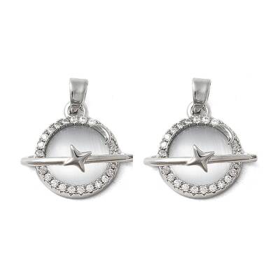 Brass Micro Pave Cubic Zirconia with Glass Pendants